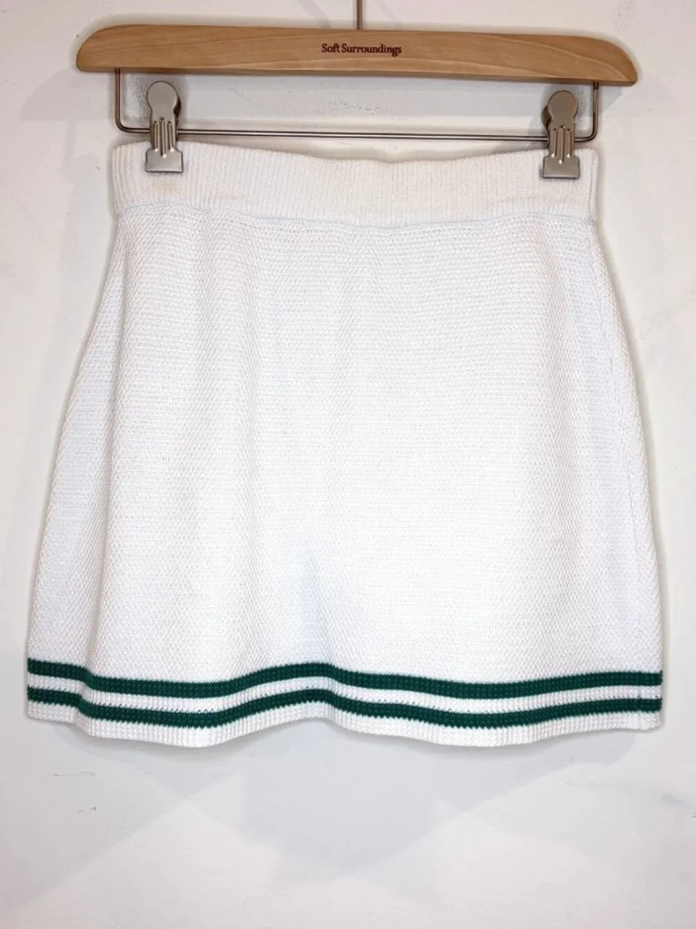 2 PC SET! Alo Yoga Tennis Club Sweater Knit Bra & Skort XXS White/Spruce Green